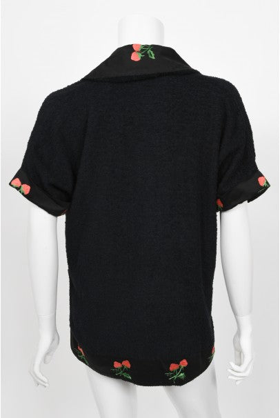 1950&#39;s Jantzen Embroidered Novelty Strawberries Swimsuit &amp; Cover Up