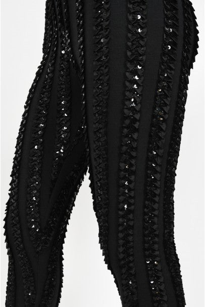 1980&#39;s Betsey Johnson Punk Label Sequin Stretch Crop Top &amp; Leggings