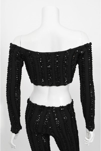 1980's Betsey Johnson Punk Label Sequin Stretch Crop Top