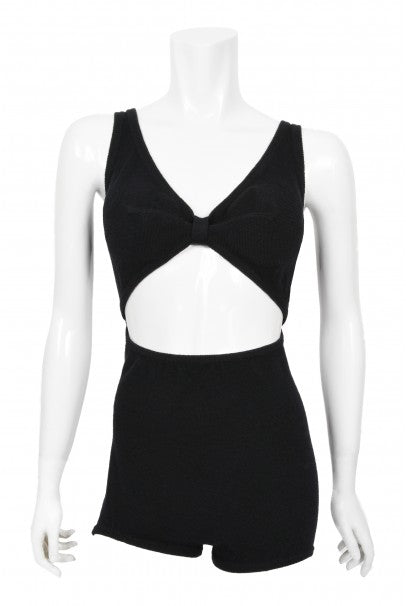 1968 Rudi Gernreich Museum-Held Black Wool Jersey Cut Out Swimsuit