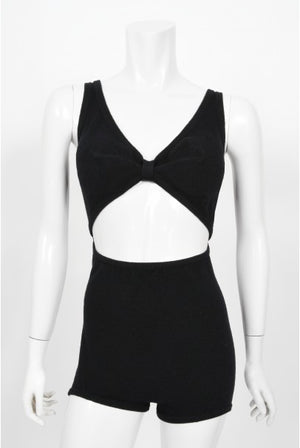 1968 Rudi Gernreich Museum-Held Black Wool Jersey Cut Out Swimsuit