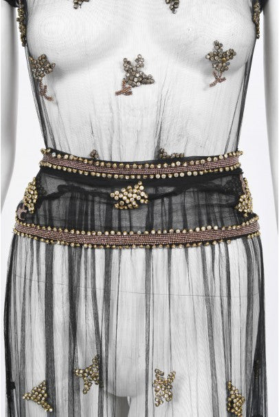 1930&#39;s Bette Davis Owned Couture Old Hollywood Sheer Beaded Silk Dress