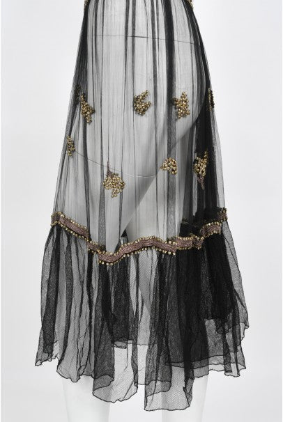 1930&#39;s Bette Davis Owned Couture Old Hollywood Sheer Beaded Silk Dress
