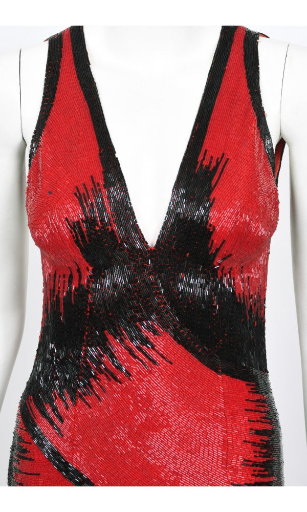 1970s Epic Fully Beaded Couture Backless Bias-Cut Trained Gown Ensemble