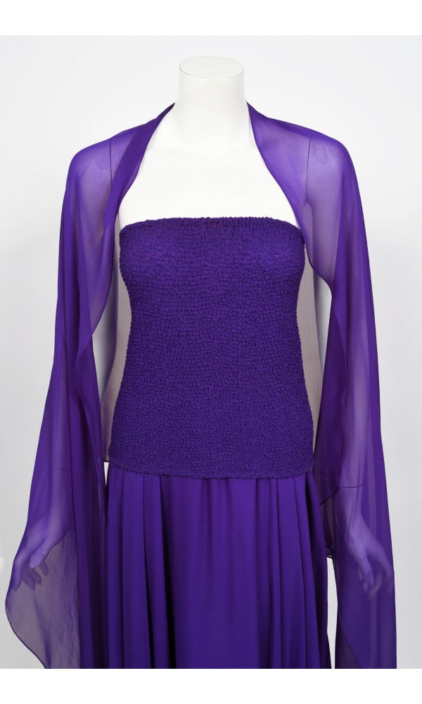 1970&#39;s Halston Couture Purple Silk Strapless Tube-Top Maxi Dress Set