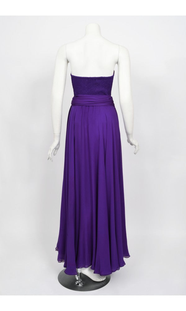 Purple plain polyester maxi-dresses - WineRed - 3949652