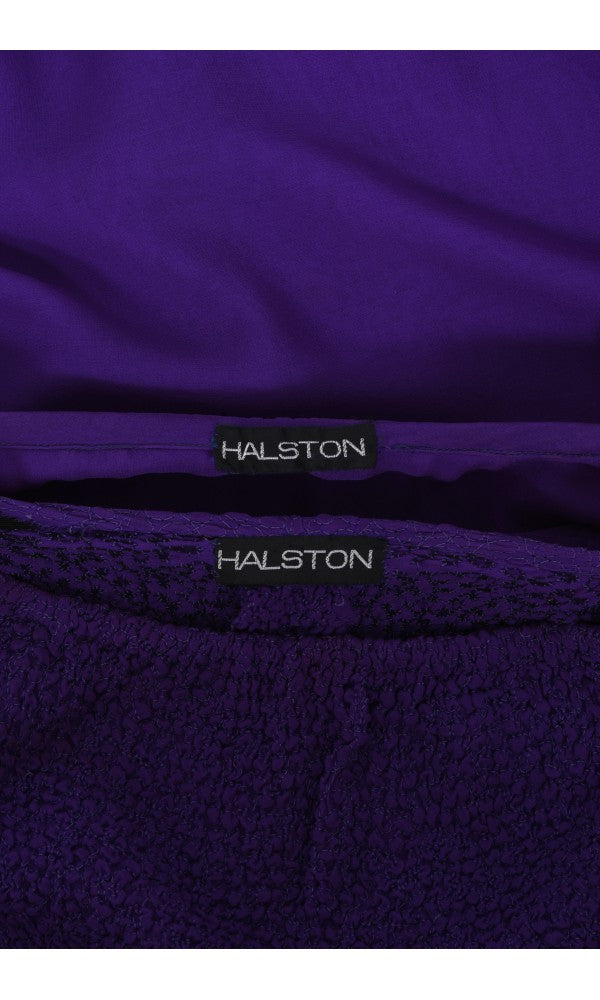1970&#39;s Halston Couture Purple Silk Strapless Tube-Top Maxi Dress Set
