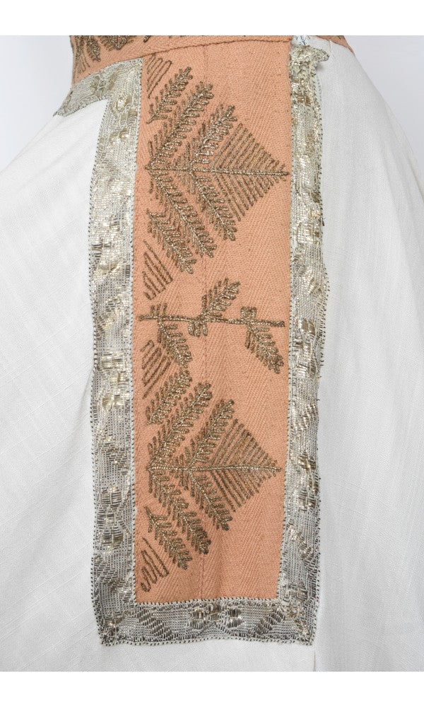 1950&#39;s Lanvin Castillo Couture Metallic Embroidered Ivory Linen Gown Set