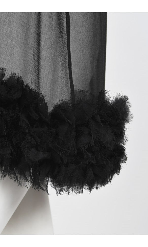 2006 Chanel By Karl Lagerfeld Runway Sheer Black Silk Babydoll Ruffle Mini Dress