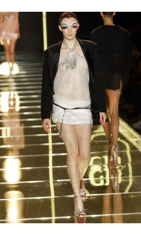 2003 Christian Dior by John Galliano Beaded Ivory Silk Flapper Mini Dress