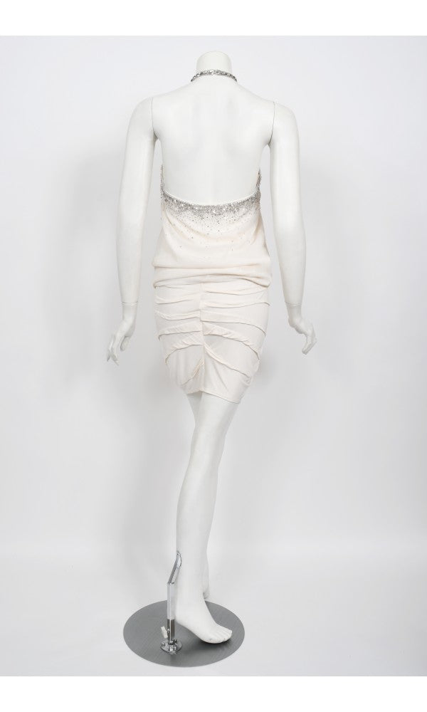 2003 Christian Dior by John Galliano Beaded Ivory Silk Flapper Mini Dress