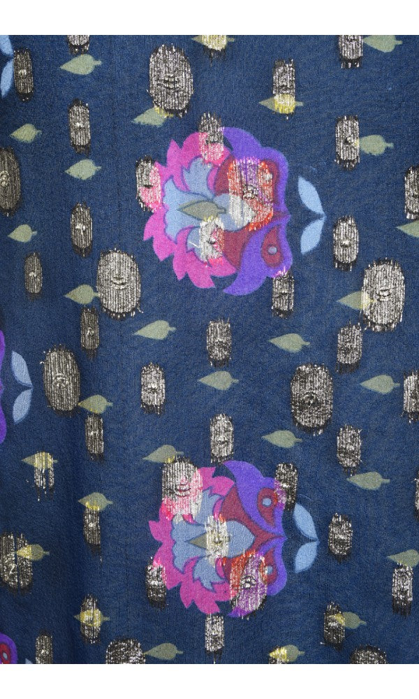 1960&#39;s Tina Leser Metallic Organza Dramatic Angel-Sleeve Psychedelic Gown