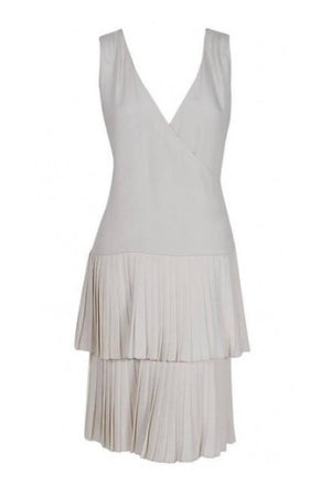 1980 Christian Dior Haute-Couture Ivory White Silk Pleated Drop-Waist Dress