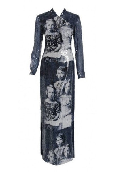 1998 Alexander McQueen &#39;Joan&#39; Romanov&#39; Sequin Print Long-Sleeve Runway Gown