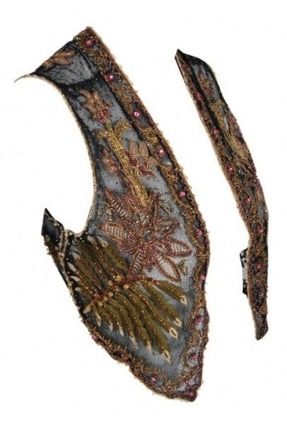 1910 Edwardian Antique Embroidered Beaded Floral Motif Net Art-Nouveau Vest