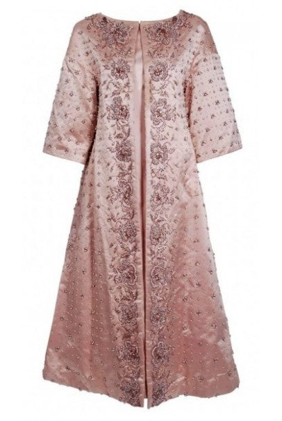 1951 Christian Dior Haute-Couture Beaded Lesage Embroidery Pink Satin