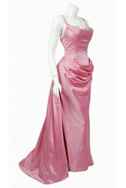 1998 Bob Mackie Couture Pink Satin Gown Worn by Julia Louis-Dreyfus fo