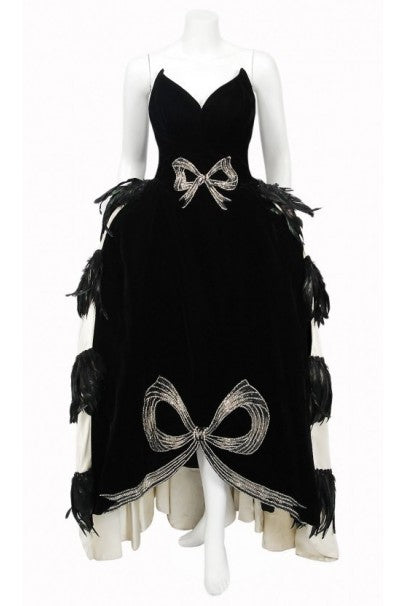 1940's Brooks Costume Couture Beaded Black Velvet Strapless Corset Bus