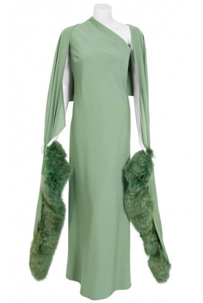 1960s Pauline Trigere Seafoam Green Crepe One-Shoulder Bias Cut Gown / - Timeless Vixen 1960s Pauline Trigere Seafoam Green Crepe One-Shoulder Bias Cut Gown / - Timeless Vixen