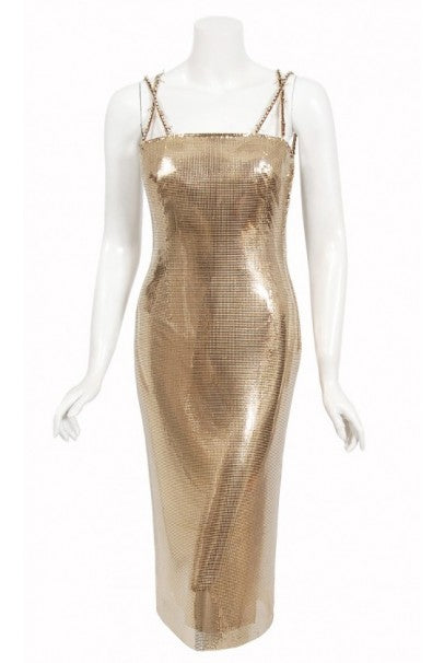 1998 Gianni Versace Couture Documented Runway Gold Metal Mesh